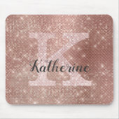 Tapis De Souris Fille Rose Gold Glam Diamond Sparkle Monogramme No (Devant)