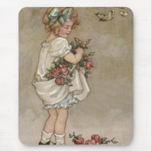 Tapis De Souris Fille Rose Papillon Anniversaire