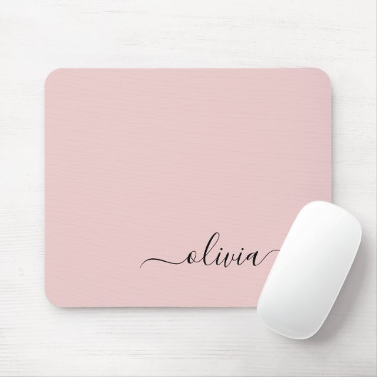Tapis De Souris Fille rose rousse Vierge Script Monogramme Nom Mod (Avec souris)