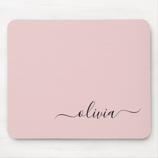 Tapis De Souris Fille rose rousse Vierge Script Monogramme Nom Mod (Devant)