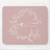 Tapis De Souris Fille rose rousse Vierge Script Monogramme Nom Mod (Devant)