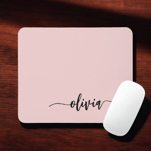 Tapis De Souris Fille rose rousse Vierge Script Monogramme Nom Mod