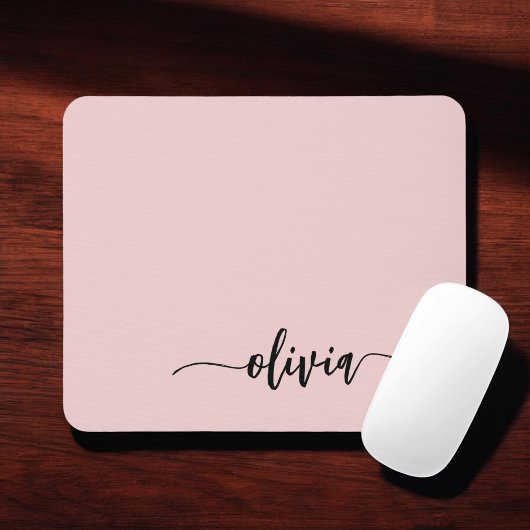 Tapis De Souris Fille rose rousse Vierge Script Monogramme Nom Mod