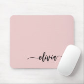 Tapis De Souris Fille rose rousse Vierge Script Monogramme Nom Mod (Avec souris)
