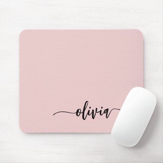 Tapis De Souris Fille rose rousse Vierge Script Monogramme Nom Mod (Avec souris)