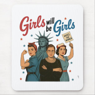 Tapis De Souris Fille sera Fille Féminisme Égalité Droits des femm
