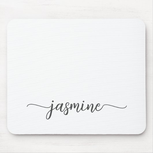 Tapis De Souris Fille Simple Blanc Personnalisé Nom Monogramme (Devant)