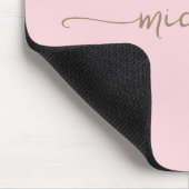 Tapis De Souris Fille Simple Blush Rose Personnalisé Monogramme Or (Coin)