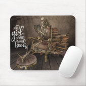 Tapis De Souris Fille squelette amatrice de livres (Avec souris)