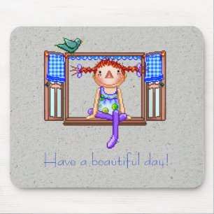 Tapis De Souris Fille sur un art de pixel de filon-couche de