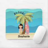 Tapis De Souris Fille surfeuse hawaïenne (Avec souris)
