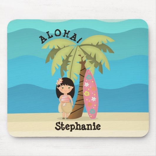 Tapis De Souris Fille surfeuse hawaïenne (Devant)