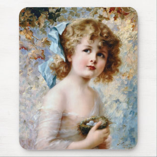 Tapis De Souris Fille tenant un nid