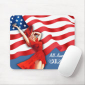 Tapis De Souris Fille toute-américaine. Armoire rétro (Avec souris)