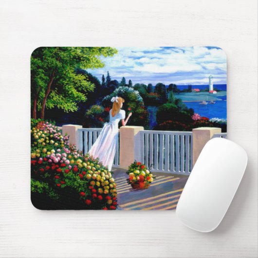 Tapis De Souris Fille vue sur la mer Méditerranée Souris (Avec souris)