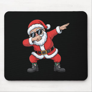 Tapis De Souris Filles Dabbing Santa Claus Lumières des arbres de