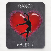 Tapis De Souris Filles Danse Chalkboard Coeur avec/ Nom personnali (Devant)