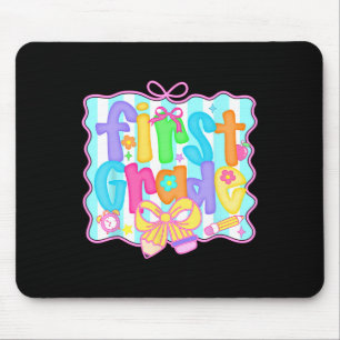 Tapis De Souris Filles de 1re année à l'école avec nœud coquette p