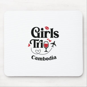 Tapis De Souris Filles de vin mignonnes Voyage au Cambodge Vacance