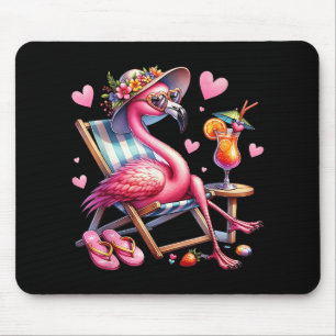 Tapis De Souris Filles Filles Flamant rose Rose Plage Palm Tree mi