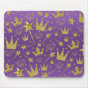 Tapis De Souris Filles Pailletées Violet et Or Princesses Filles A