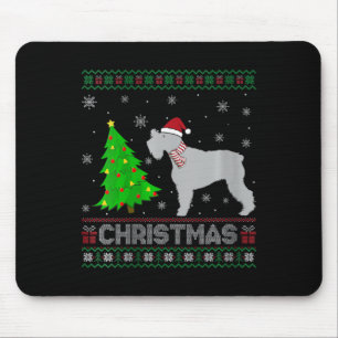 Tapis De Souris Filles Schnauzer Chien Xmas Arbre Éclairage Laide