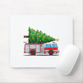 Tapis De Souris Fire Truck Christmas Tree Xmas Lights Firefighter (Avec souris)