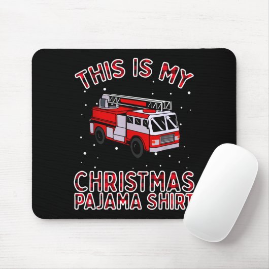 Tapis De Souris Firefighter Christmas Pajama - Fire Truck Funny Fi (Avec souris)
