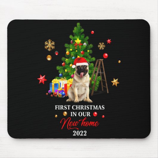 Tapis De Souris First Christmas In Our New Home Xmas For Bulldog T (Devant)