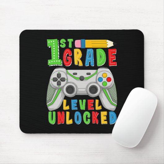 Tapis De Souris First Grade Level Unlocked Ck To School Gamer Boys (Avec souris)