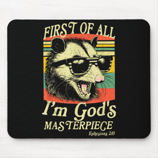 Tapis De Souris First Of All I’m God’s Masterece Raccoon Retro Ver (Devant)