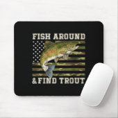 Tapis De Souris Fish Around And Find Trout American Flag Funny Fis (Avec souris)
