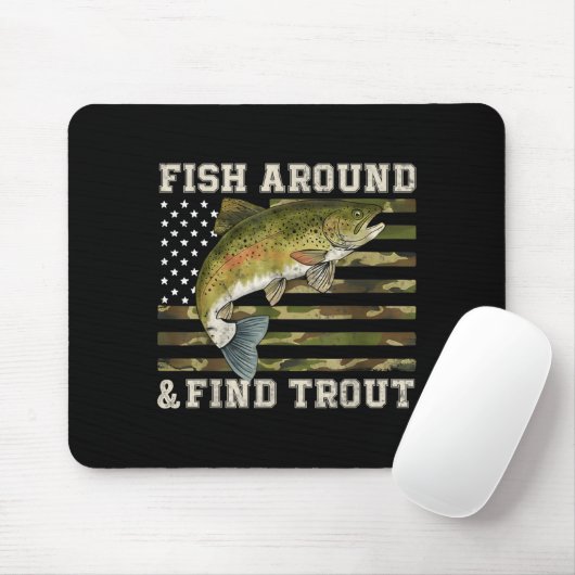 Tapis De Souris Fish Around And Find Trout American Flag Funny Fis (Avec souris)