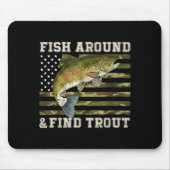 Tapis De Souris Fish Around And Find Trout American Flag Funny Fis (Devant)