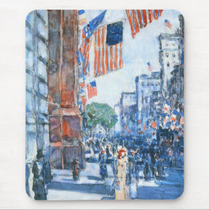 Tapis De Souris Flags Fifth Avenue de Childe Hassam, Art Vintage