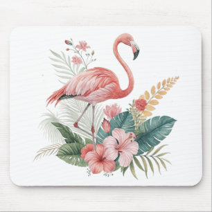 Tapis De Souris Flamant aux fleurs