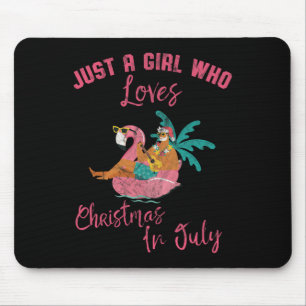 Tapis De Souris Flamant Hawaïen Juste Une Fille Qui Aime Noël