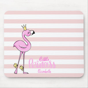 Tapis De Souris Flamant Rose Adorable Rose Rayures Blanches