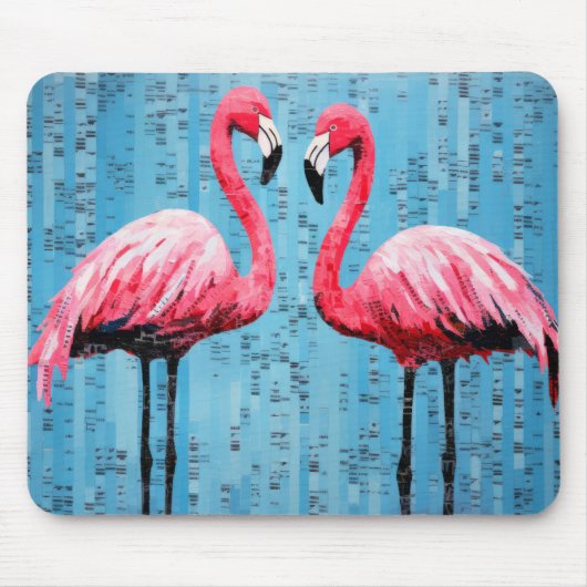 Tapis De Souris Flamant rose Animal Bird Art Décor Peinture (Devant)