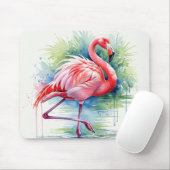 Tapis De Souris Flamant rose aquarelle Mousepad (Avec souris)