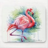Tapis De Souris Flamant rose aquarelle Mousepad (Devant)