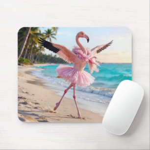 Tapis De Souris Flamant Rose Ballerine Dans Un Tutu Rose Sur La Pl