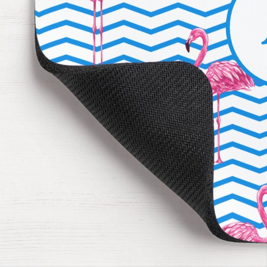 Tapis De Souris Flamant rose Chevron Motif Monogram (Coin)