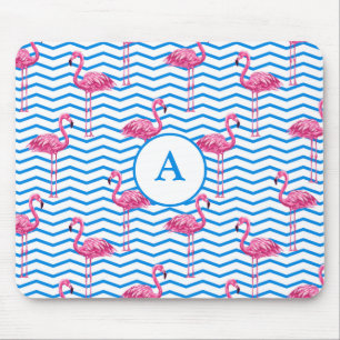 Tapis De Souris Flamant rose Chevron Motif Monogramme