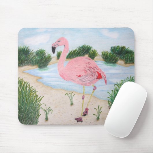 Tapis De Souris Flamant rose dans le marais Mousepad (Avec souris)