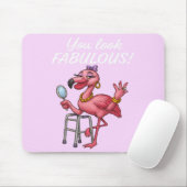 Tapis De Souris Flamant rose de Glam d'or (Avec souris)