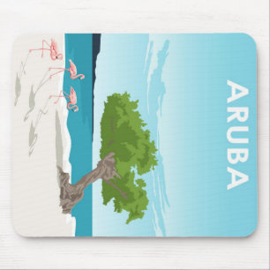 Tapis De Souris Flamant rose de voyage de l'île Aruba Flamant ro