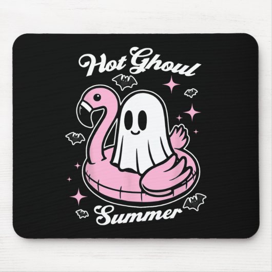 Tapis De Souris Flamant rose d'été de Hot Ghoul Ghost Summerween (Devant)
