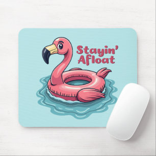 Tapis De Souris Flamant Rose Drôle de Radeau de Piscine Rétro