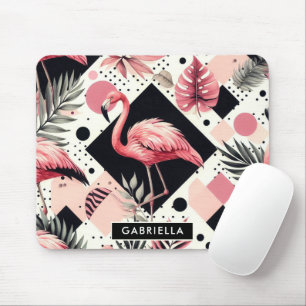 Tapis De Souris Flamant rose mignon géométrique